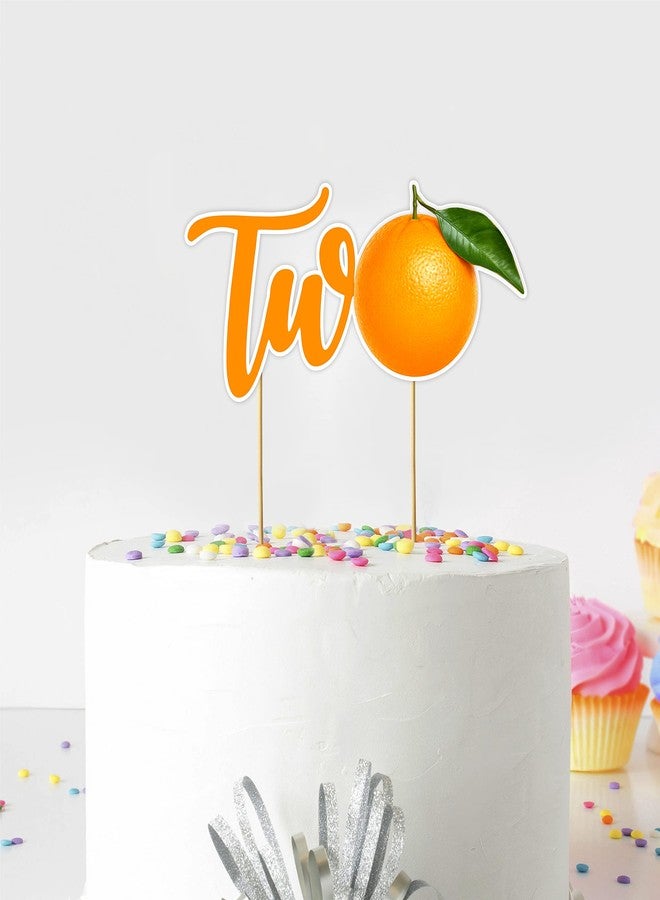 Seyal® Birthday Party Decoration - Orange Two Cake Topper - Image 1